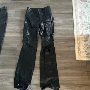 Zara Black Leather-Style Trousers